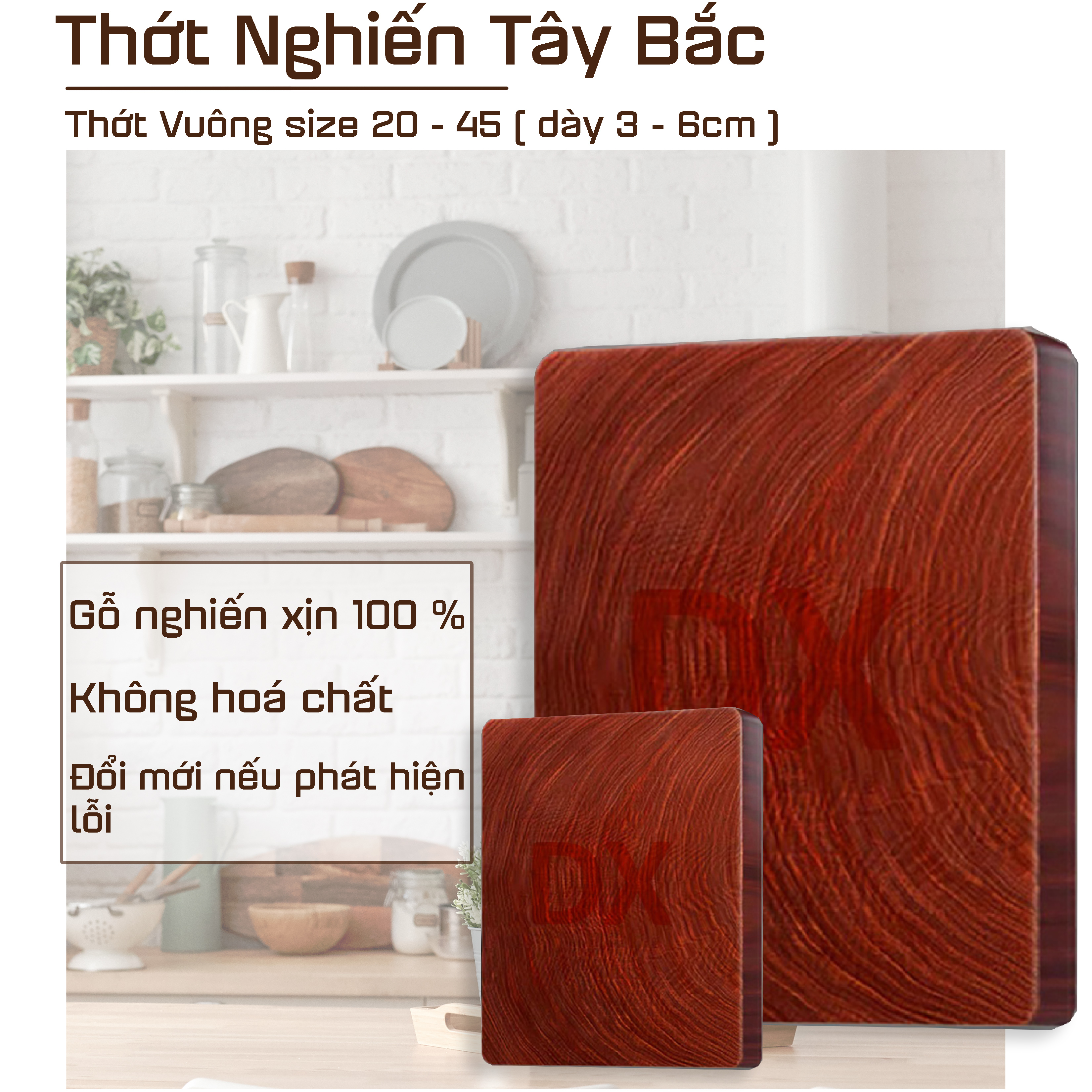 Thớt gỗ nghiến Tây bắc 25x28 dày 3cm , thớt gỗ xin cao cấp