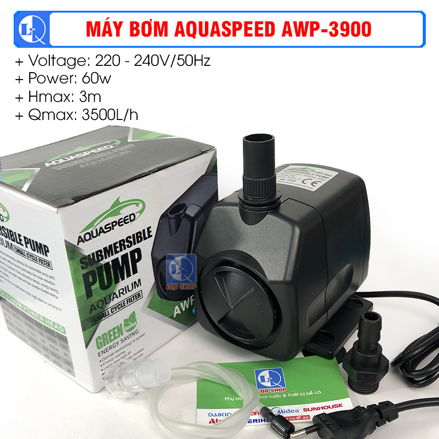 Máy bơm hồ cá, non bộ aquaspeed awp-3900 | 60w - 3500l/h | bơm thả chìm