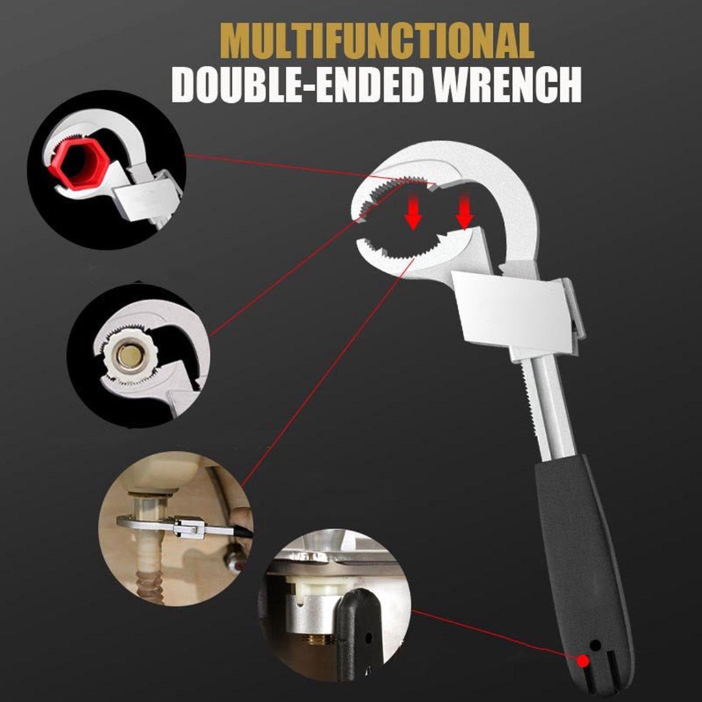 Cờ lê điều chỉnh đa năng 6 và 80mm cờ lê hợp kim nhôm thông dụng dụng cụ sửa chữa bồn rửa và vòi thoát nước phòng tắm
