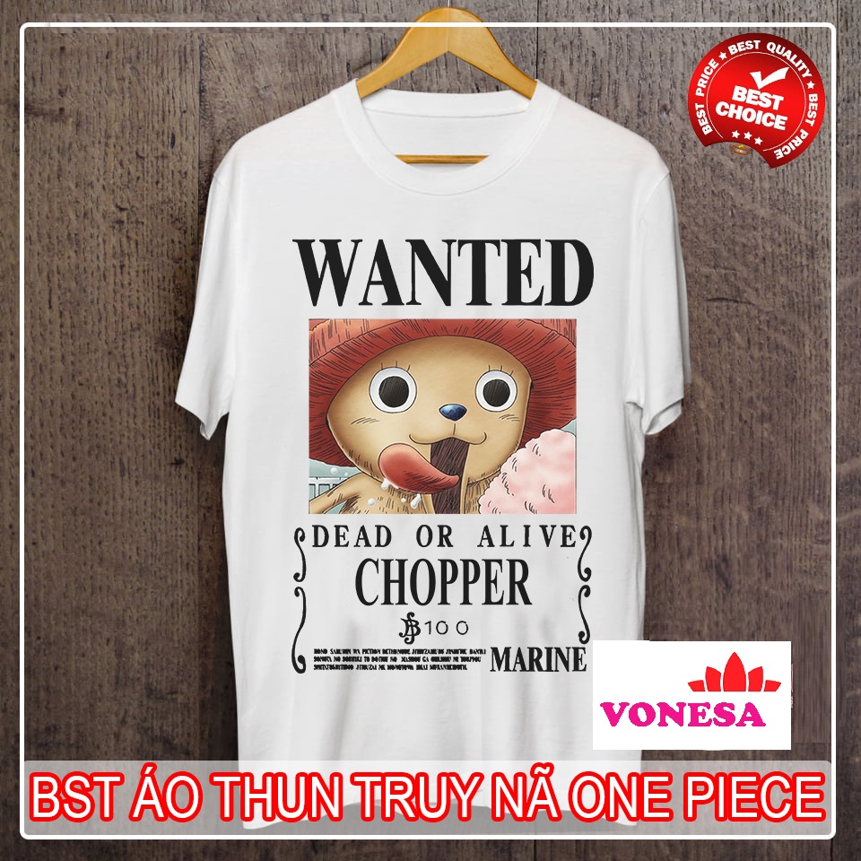 Áo thun one piece đảo hải tặc tony chopper wanted | áo lệnh truy nã tony op73