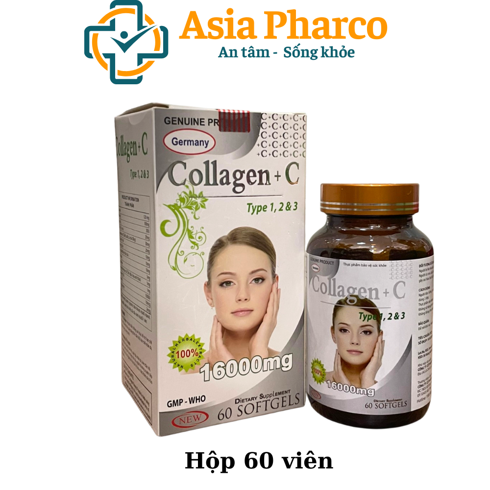 [HCM]Viên uống COLLAGEN +C 16000mg bổ sung collagen vitamin e giúp chống lão hóa cải thiện nếp nhăn - Hộp 60 viên dùng 30 ngày