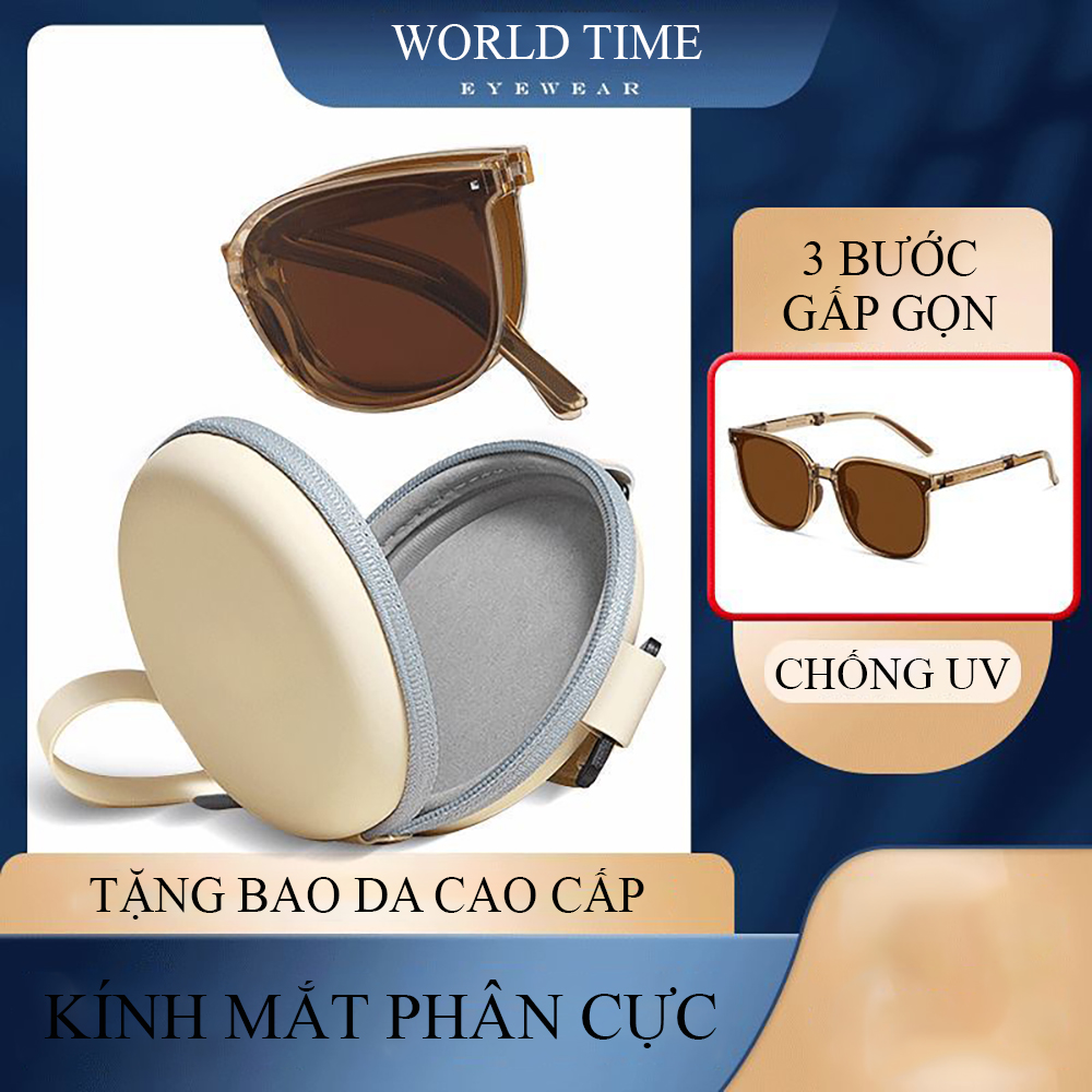 Kính mắt nam nữ, kính mắt gm3 gấp gọn, thời trang nam nữ, chống nắng. chống tia uv400, tặng bao da cao cấp
