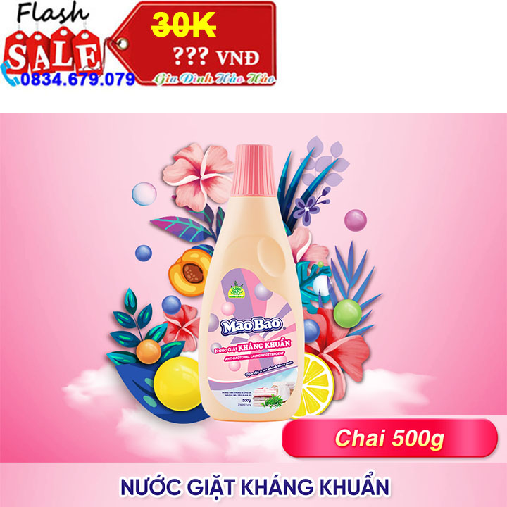 Nước giặt mao bao kháng khuẩn - chai 500g