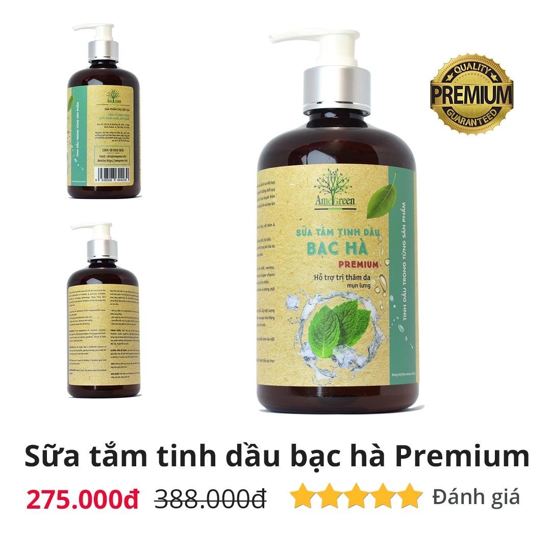 Sữa tắm tinh dầu bạc hà amegreen 600ml - premium