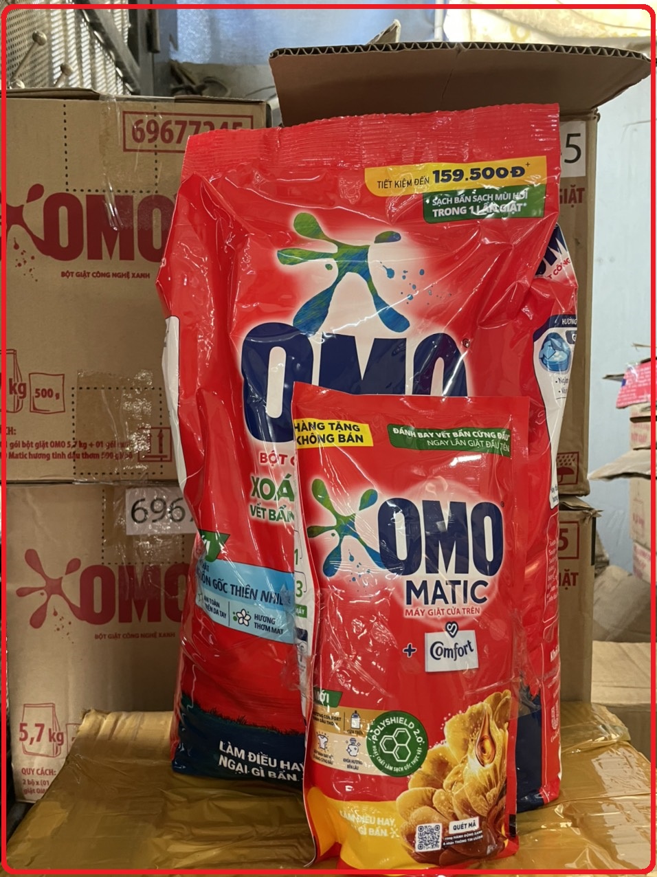 Bột giặt omo đỏ 5.7kg tặng túi nước giặt omo 500ml
