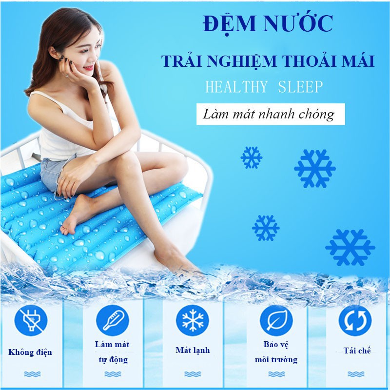 Đệm nước mát, nệm nước mát gia đình - 190x75x5cm, chất liệu cao cấp đặc biệt.nệm nước văn phòng,nệm nước mát mùa hè cỡ lớn đệm nước cho bé và người lớn dài 190cm rộng 75cm thoáng mát độ bền cao.