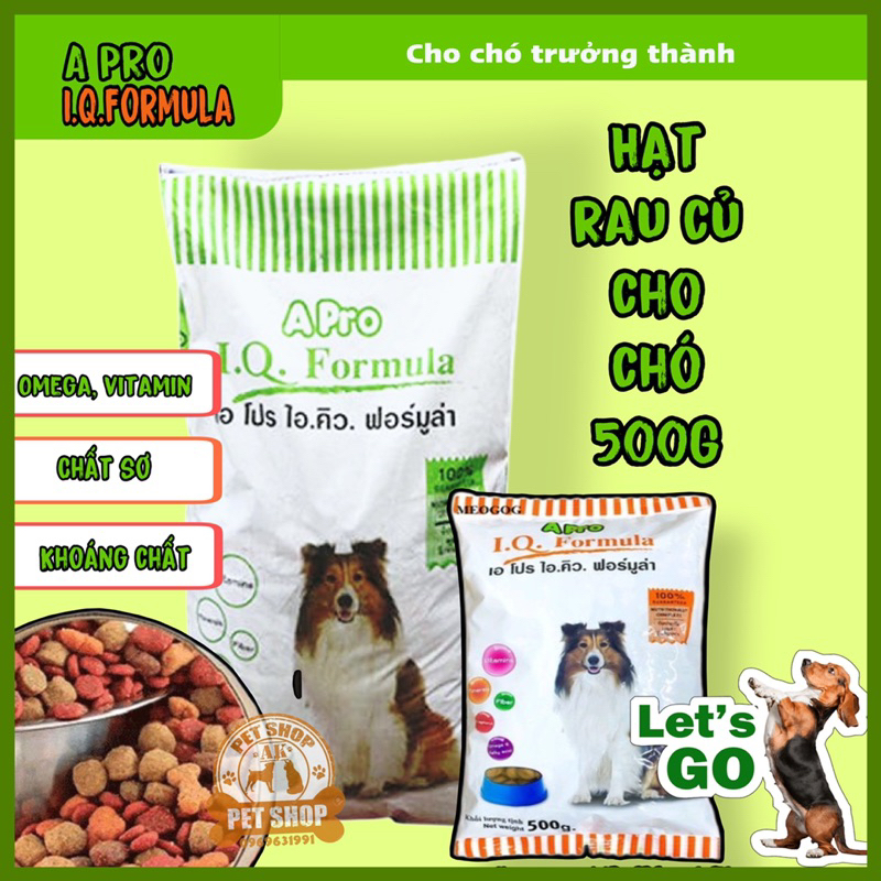 Thức ăn chó Hạt Apro IQ Xanh 500g dành cho chó mọi lứa tuổi