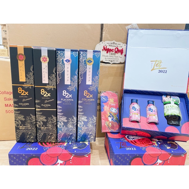 Mua 1 chai tặng 1 set quà y hình - 82x collagen sakura premium nước uống đẹp da đến từ nhật bản 500ml