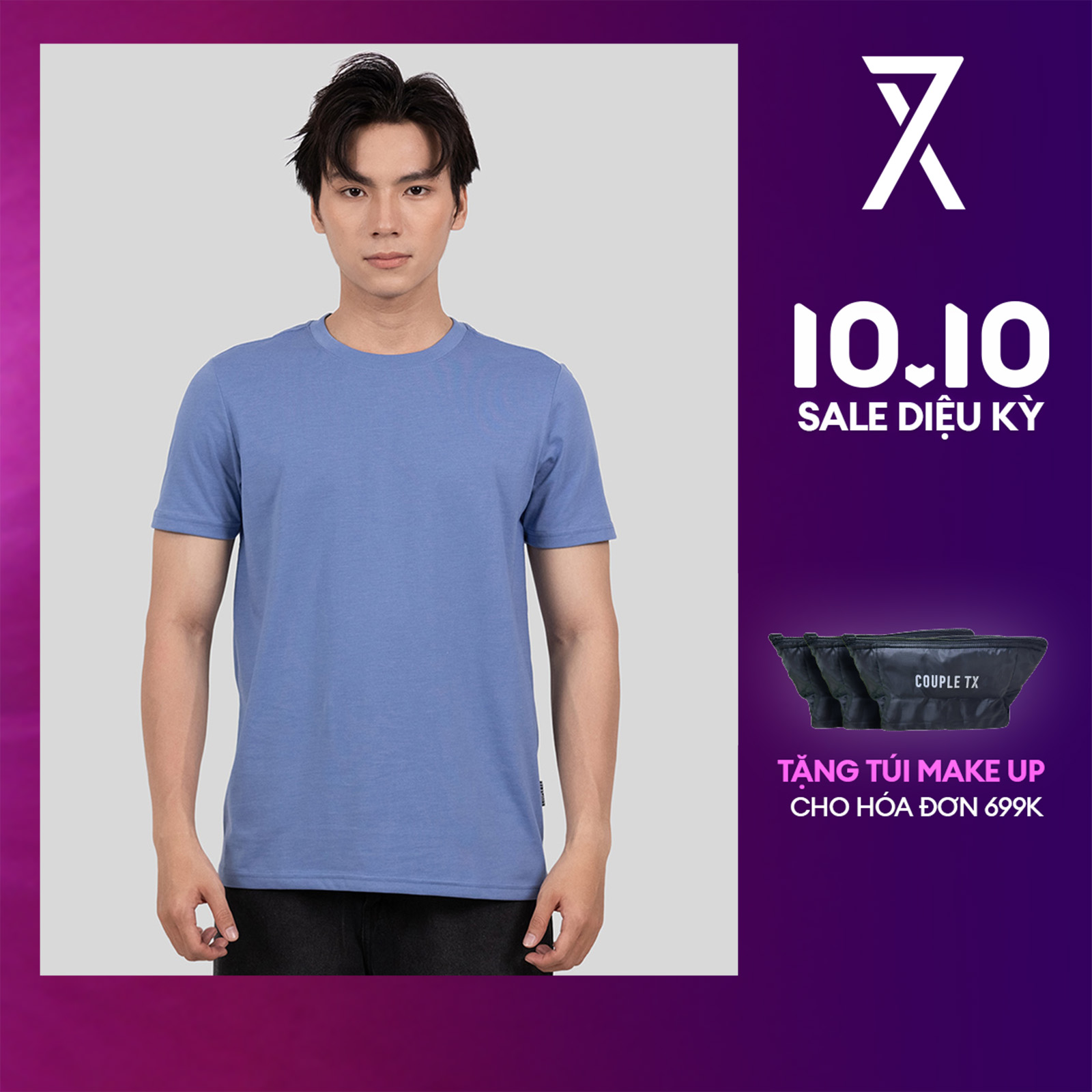 Áo Thun Nam COUPLE TX Cổ Tròn Form Slim Basic MTS 1448