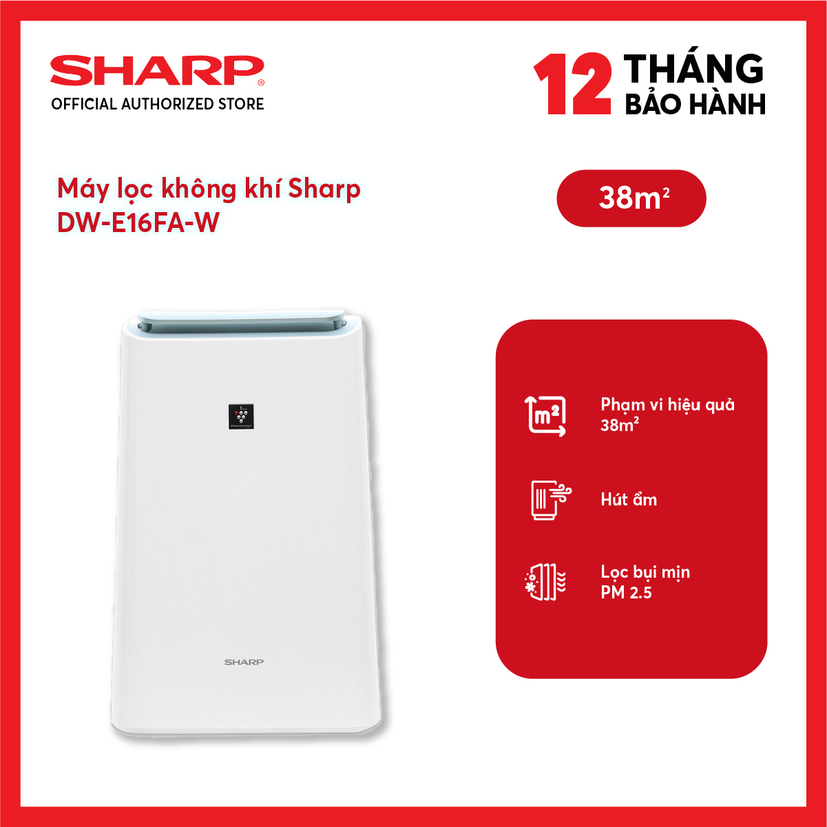 Máy lọc không khí sharp dw-e16fa-w
