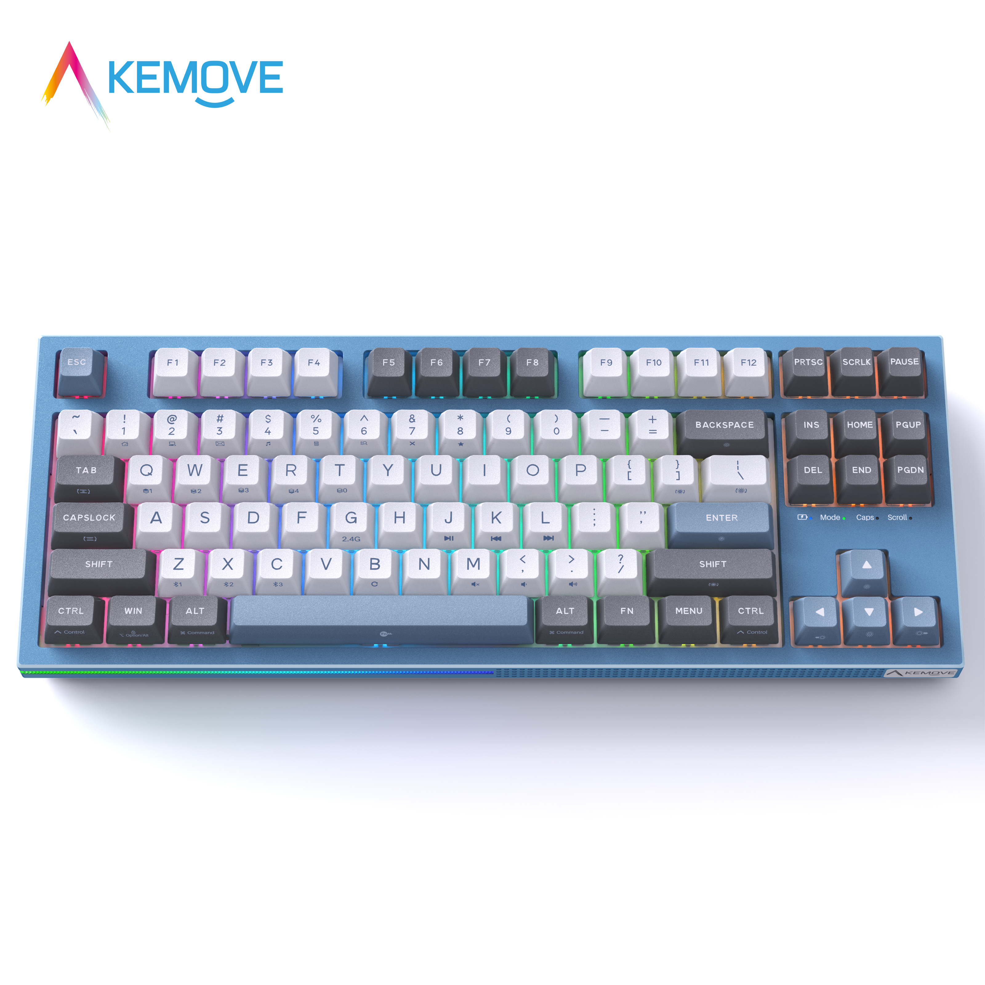  Kemove K87 Bàn phím cơ không dây 80% TKL RGB hot-swappable Bàn phím chơi game với bluetooth5.0 2.4G có dây chế độ 87 phím máy tính Bàn phím máy tính với pre-lubed yên tĩnh tuyến tính công tắc Đỏ 