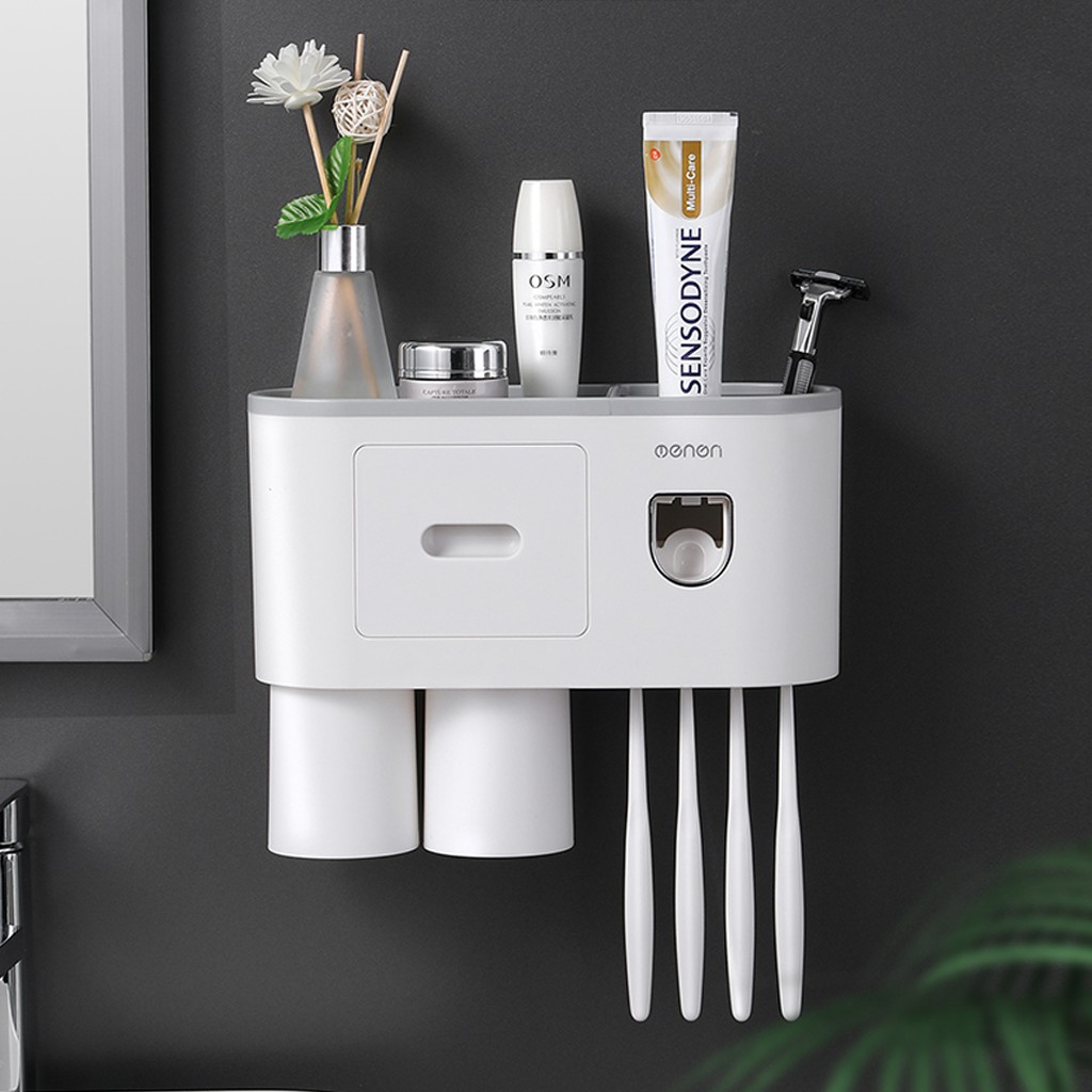 [HOT] Kệ để đồ nhà tắm hu-t chân không 2 cốc, 3 cốc, 4 cốc - Bô- nha- kem đa-nh răng siêu tiê-n lơ-i sang trọng, vật liệu nhựa ABS siêu bền, Kệ để đồ phòng tắm tự nhả kem đánh răng