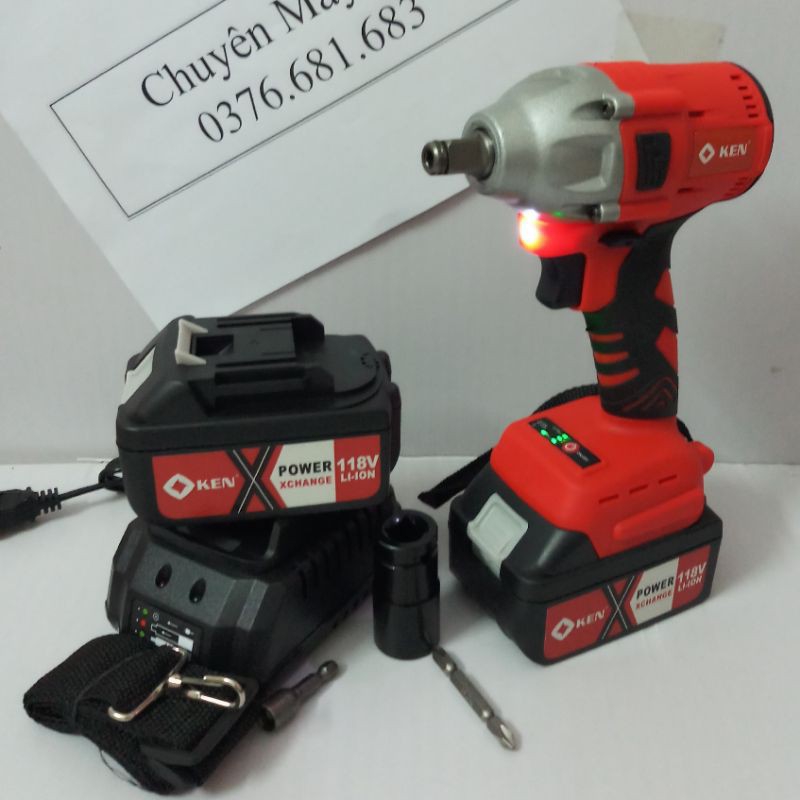 Máy siết bulong- bắt vít tôn KEN 88v không chổi than - loại 2 pin