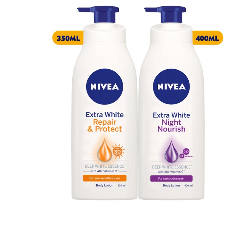 Bộ đôi sữa dưỡng thể trắng da nivea extra white ngày & đêm