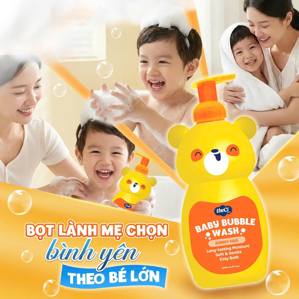 Bọt Tắm Gội Trẻ Sơ Sinh theCi Baby Bubble Wash Tạo Bọt Sẵn Giữ Ẩm 24h 0+