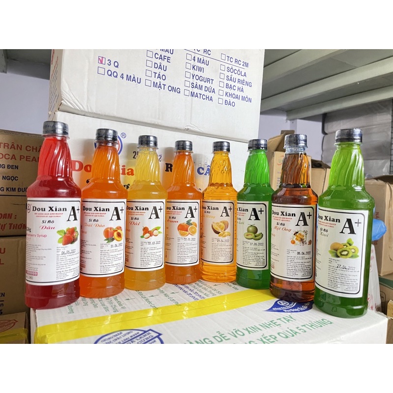 Siro hàng huy A+ dou xian 650g hương đào, vải