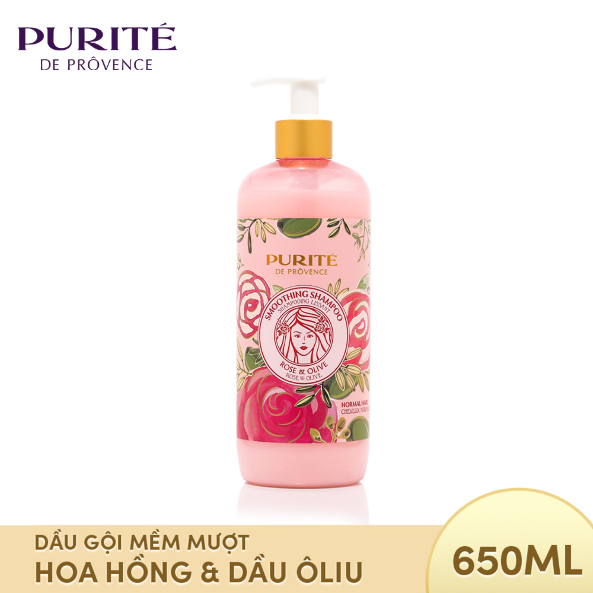 Dầu gội mềm mượt hoa hồng & dầu ôliu purité 650ml