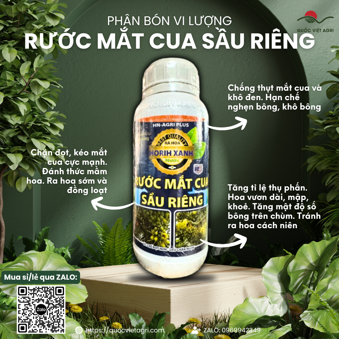  Phân bón RƯỚC MẮT CUA SẦU RIÊNG  chai 500ml  - Bung mắt cua nhanh và đồng loạt tăng đậu trái kéo bông 