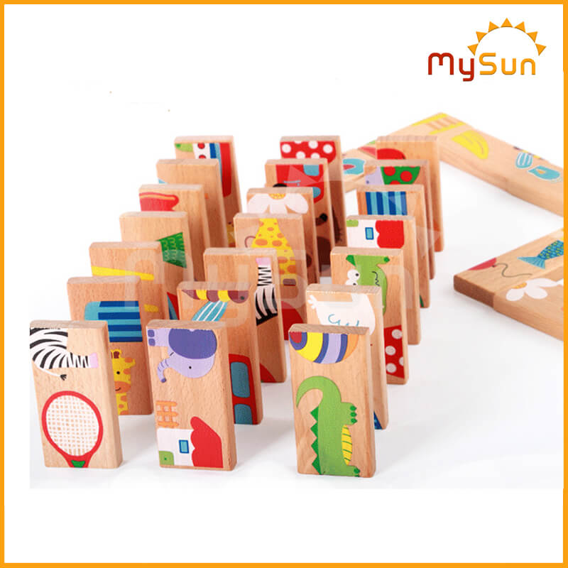 Bộ đồ chơi DOMINO xếp hình thông minh bằng gỗ cho trẻ em bé MySun