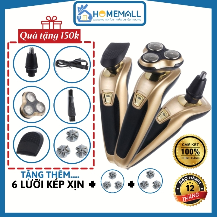 Máy cạo râu 3 lưỡi cao cấp thế hệ mới, Máy cạo râu đa năng 3 trong 1 bền bỉ và tiện dụng