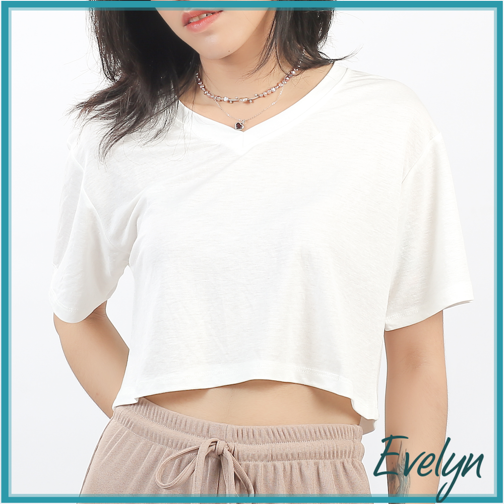 Áo croptop nữ from rộng Evelyn kiểu dáng basic áo phông rộng cotton