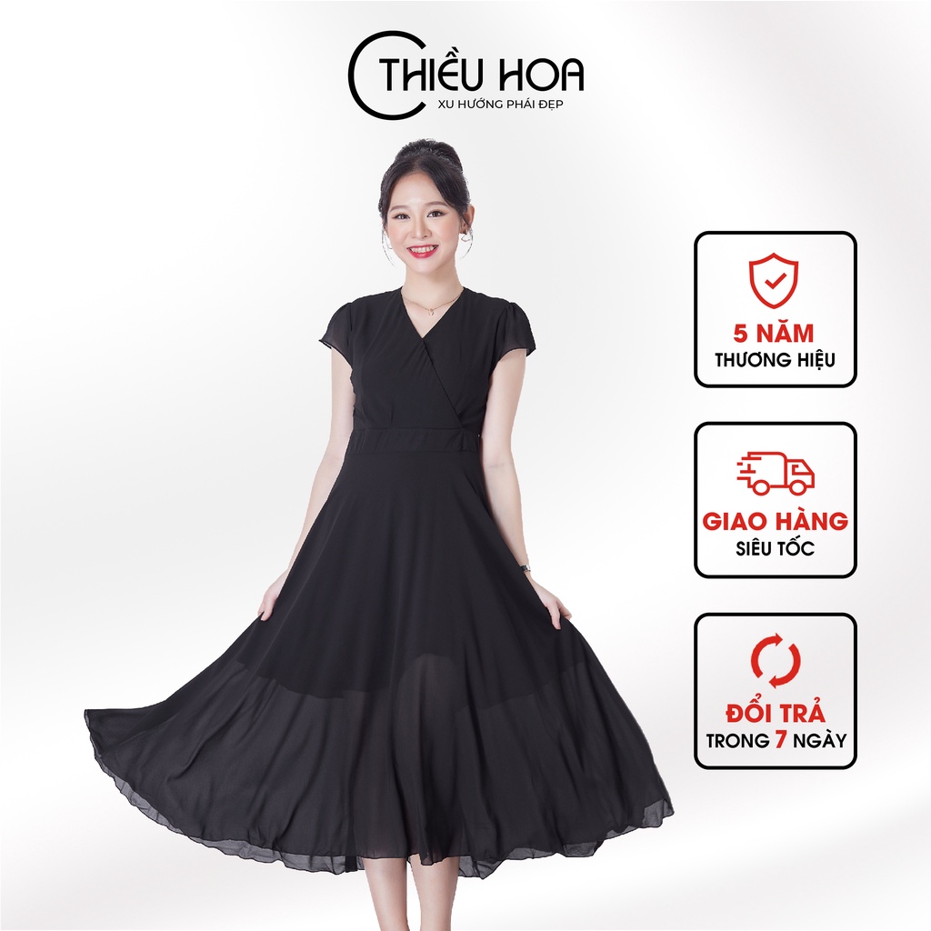 Đầm trung niên chiffon dạ hội thiều hoa g0325
