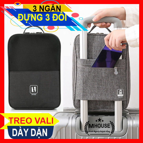 Túi Đựng Giày 3 Ngăn Túi Giày Móc Hành Lý Tiện Ích