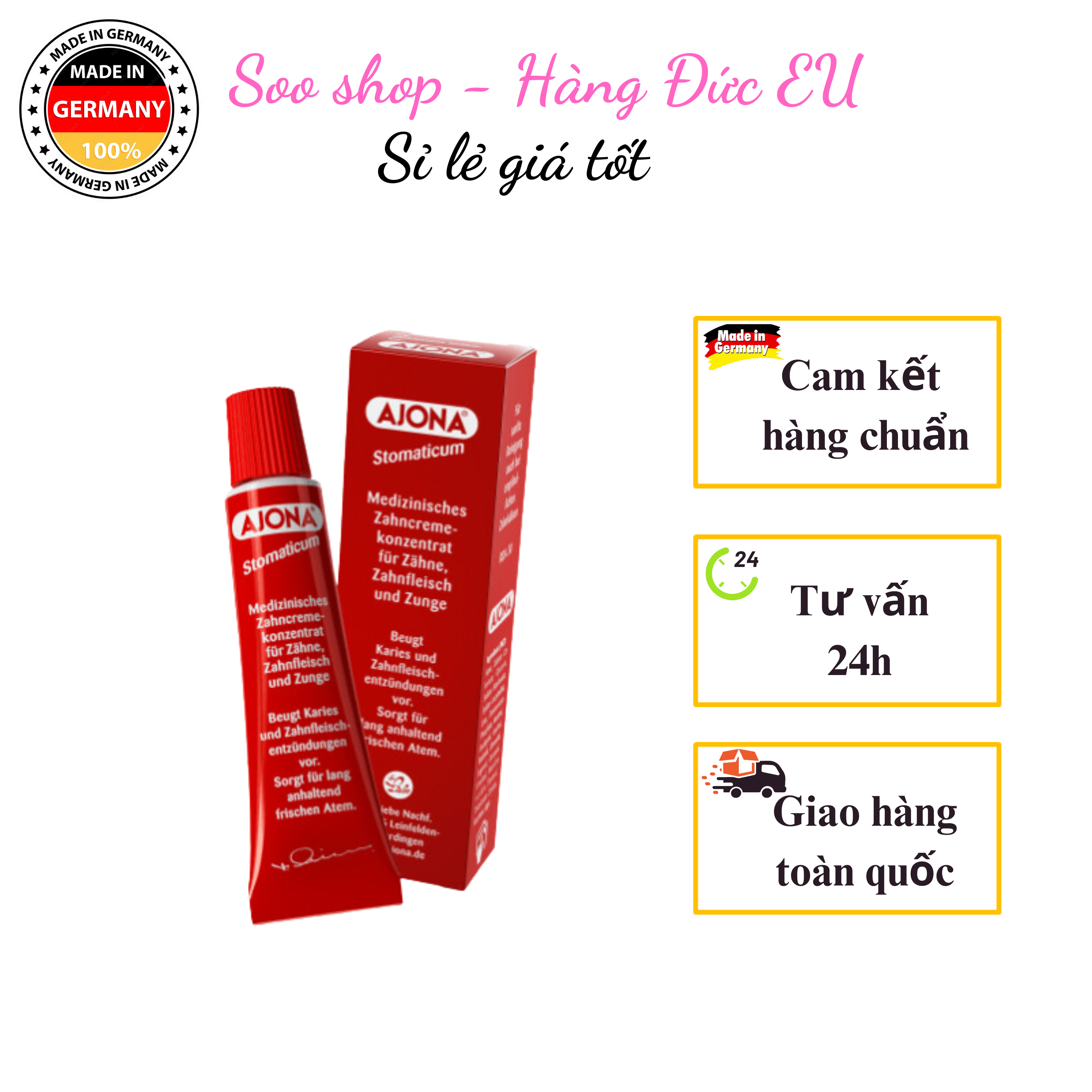 Kem đánh răng Ajona giúp loại bỏ cao, chống viêm lợi,tuýp 25ml