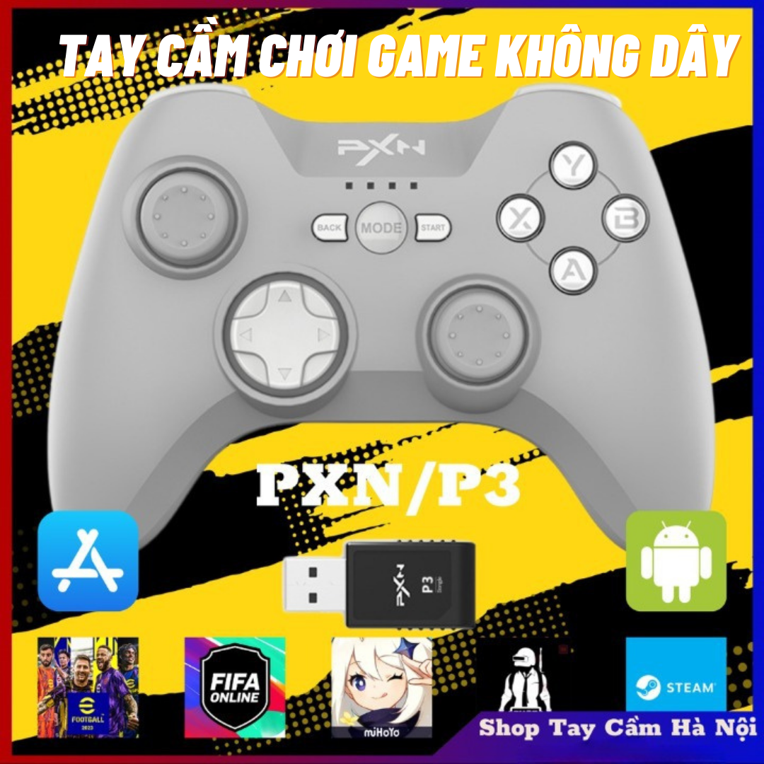 ⚡Ship Hỏa Tốc⚡ Tay Cầm Chơi Fo4 Không Dây PXN P3 Wireless + Bluetooth Gamepad cho PC| Laptop| IOS| Android| PS3 (Tay Cam Choi Game)