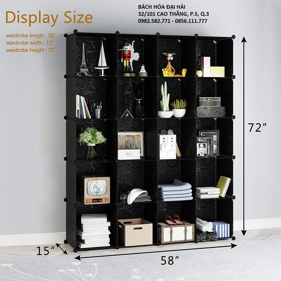 TỦ KỆ SÁCH, KỆ LẮP GHÉP TRANG TRÍ LƯU TRỮ ĐỒ DÙNG, COMBO TỦ KỆ 20 NGĂN