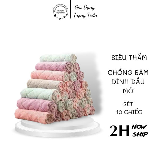 Khăn bếp đa năng siêu thấp hút không ra lông,khăn lau bếp bát đĩa cốc chén thấm nước chống dính dầu mỡ,