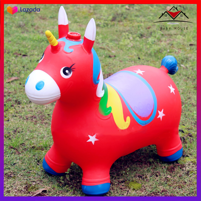 Thú Nhún , Ngựa nhún cao su bơm hơi có nhạc cho Bé yêu , đô chơi tăng cường thể chất có bé yêu