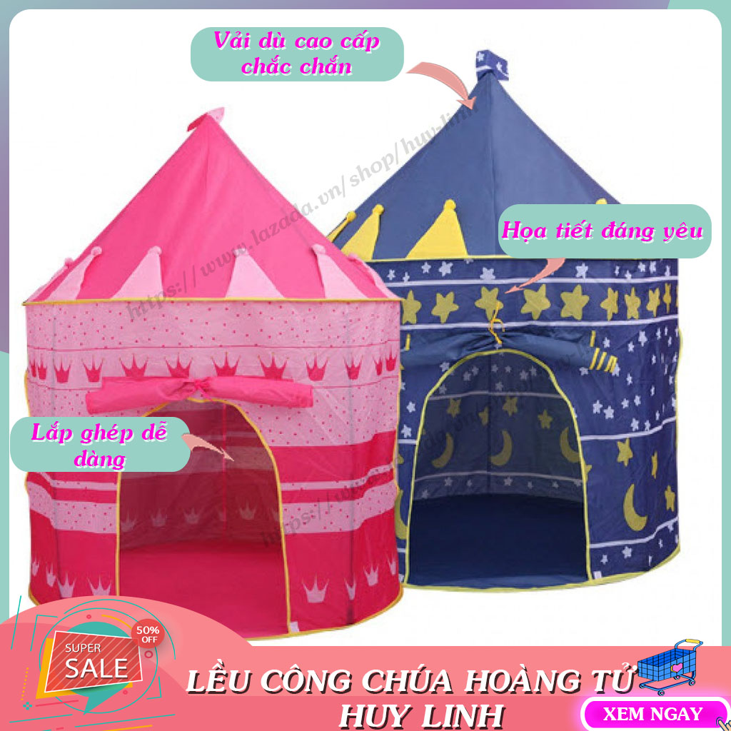 Lều chơi kiểu lâu đài công chúa cho bé yêu, màu sắc bắt mắt, đơn giản, gọn nhẹ, dễ sử dụng bạn có thể di chuyển tiện lợi, tháo lắp vệ sinh tiện lợi,huy linh