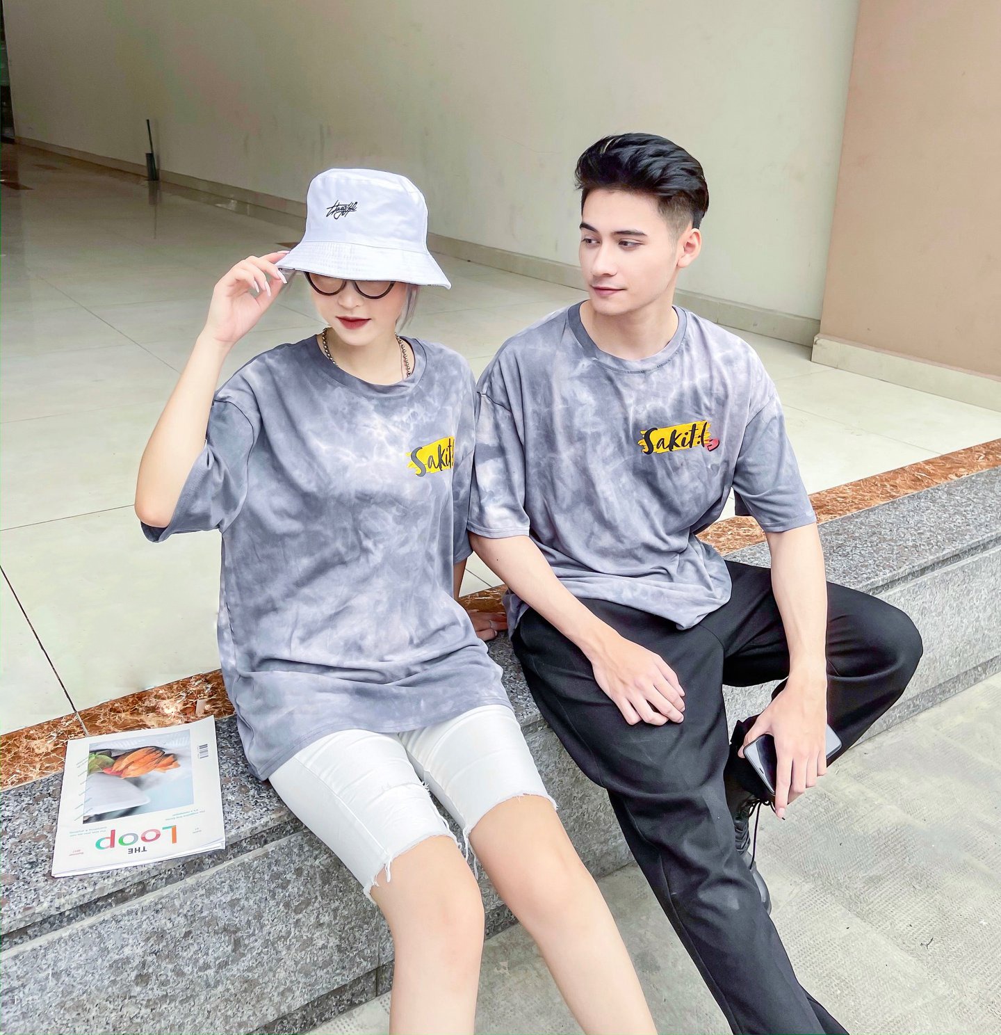 Áo thun tay lỡ nam nữ Unisex LA SOAVE màu xám loang in hình form rộng dáng Ulzzang cho cặp đôi đang yêu - Trendy 2021