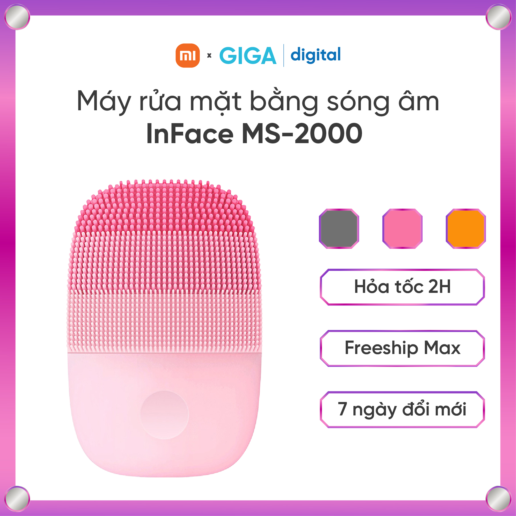Máy rửa mặt sóng âm Xiaomi inFace MS2000 - 3 chế độ làm sạch hiệu quả, an toàn cho da