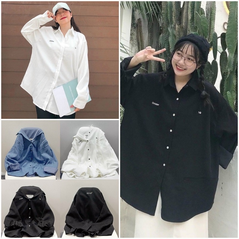 ▽♈ Áo Sơ Mi Đi Học YOYO Số 10 October Kiểu Unisex Rộng Tay Dài Cặp Nam Nữ💖HOT RẺĐẸP💖Áo Khoác Da Lộn Chống Nắng Couple Shirt