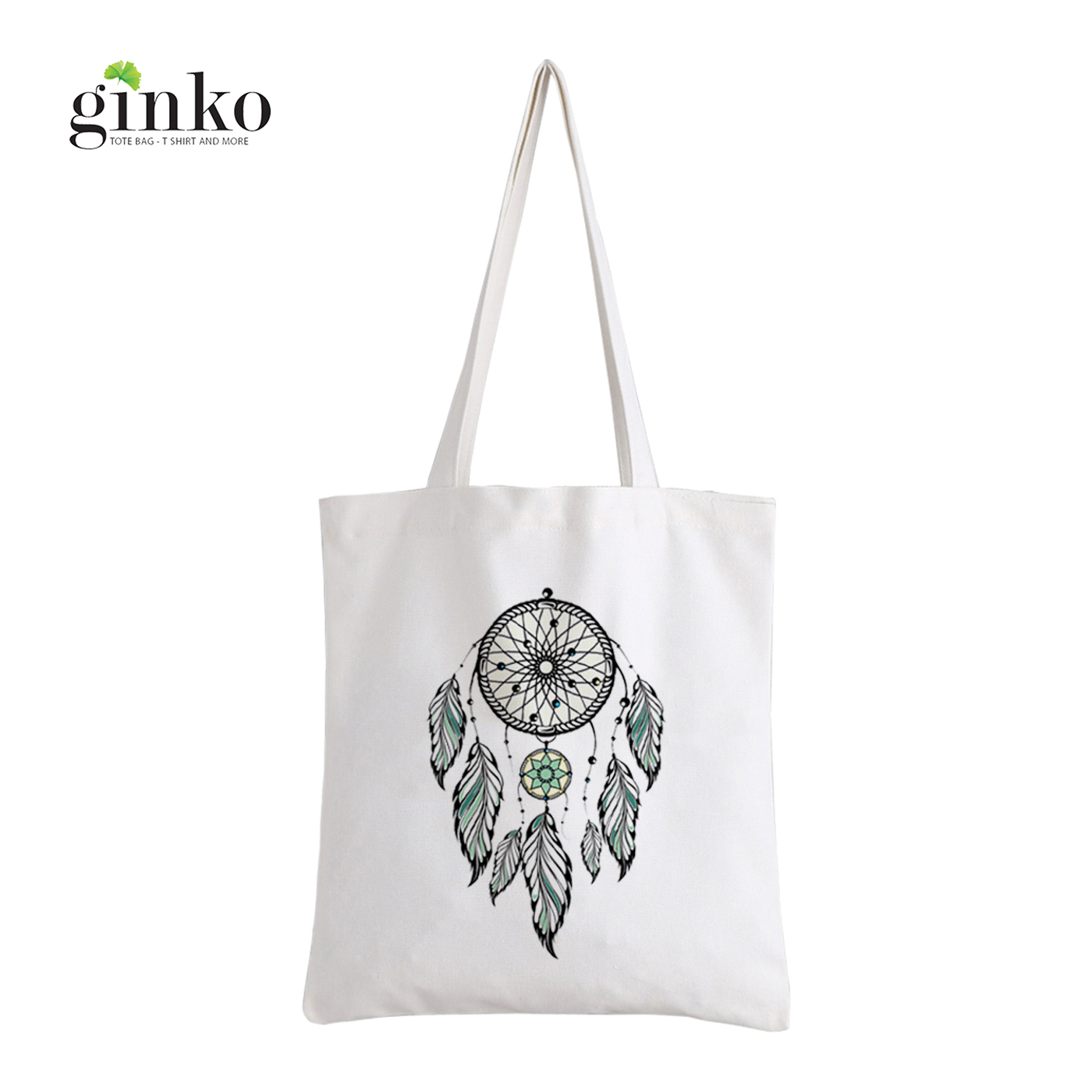 Túi Vải Tote GINKO Kiểu Basic Dây Kéo In Hình Dream Catcher G24