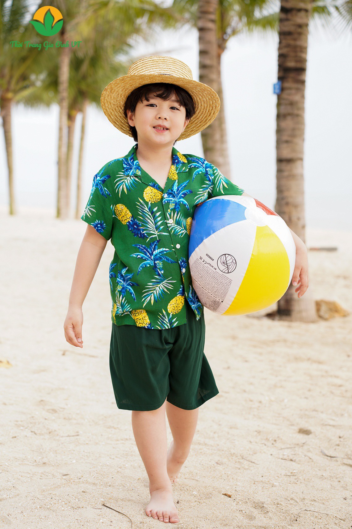 Bộ đồ mặc nhà đi chơi cho bé trai mùa hè Việt Thắng quần đùi áo cộc tay chất lanh - B63.2307
