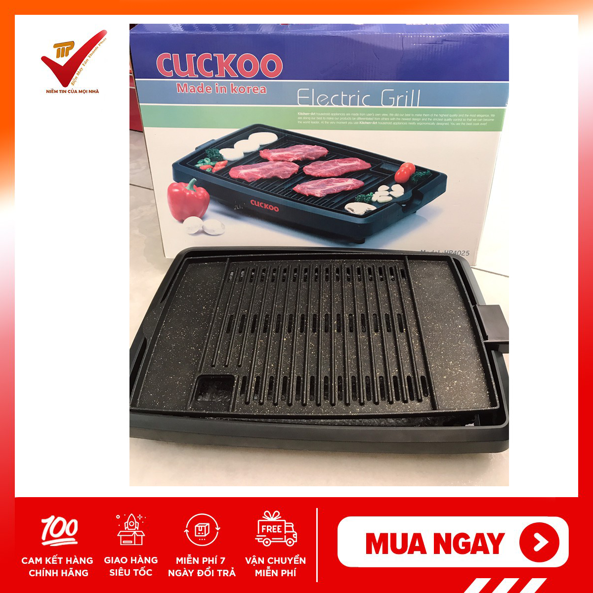 VỈ NƯỚNG, BẾP NƯỚNG ĐIỆN KHÔNG KHÓI CAO CẤP CUCKOO HP 4025