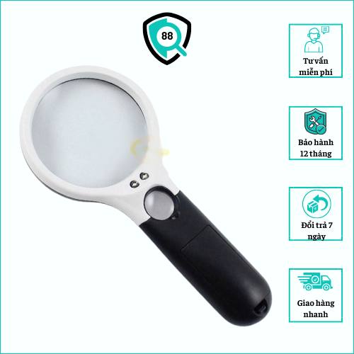 Kính Lúp Cầm Tay Mini Có Đèn Với 2 Thấu Kính 3X_45X