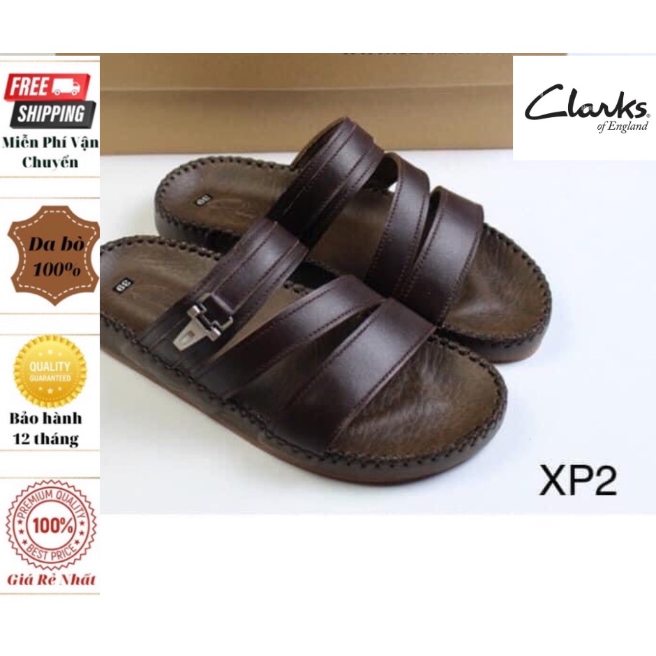 Dép quai ngang nam clarks da bò cao cấp,dép da thời trang 2023 X,XP1,2