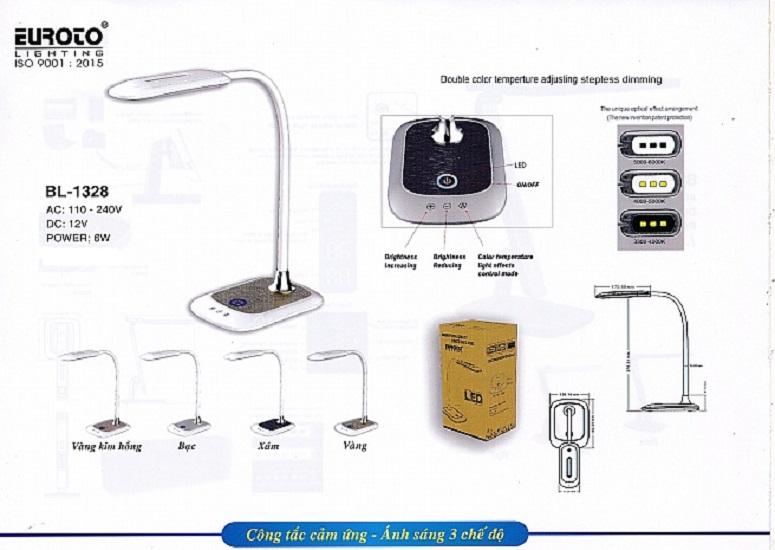 Đèn led để bàn 6w màu vàng kim hồng, bạc, xám, vàng_bl-1328_euroto
