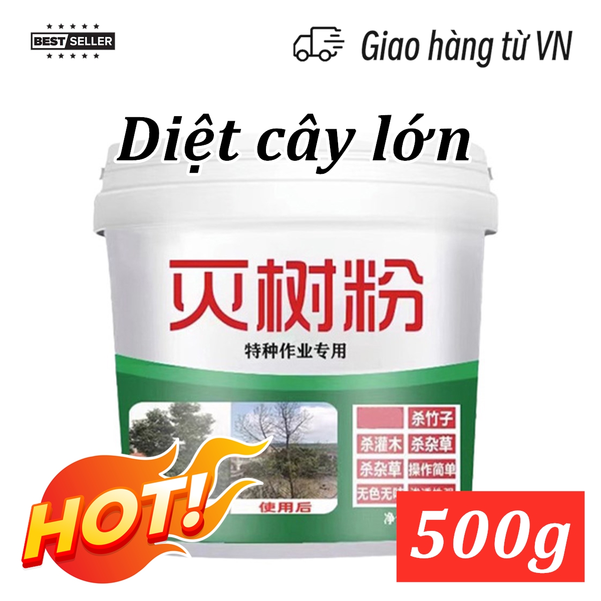  Thuốc diệt cây lớn gỗ lớn gói to 500g diệt được các loại cây to lớn tre già cỏ dại 