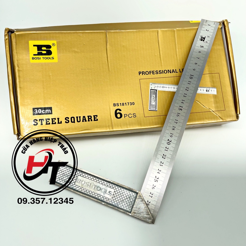 Thước ke góc vuông đo góc 30cm 50cm bosi tv-bosi