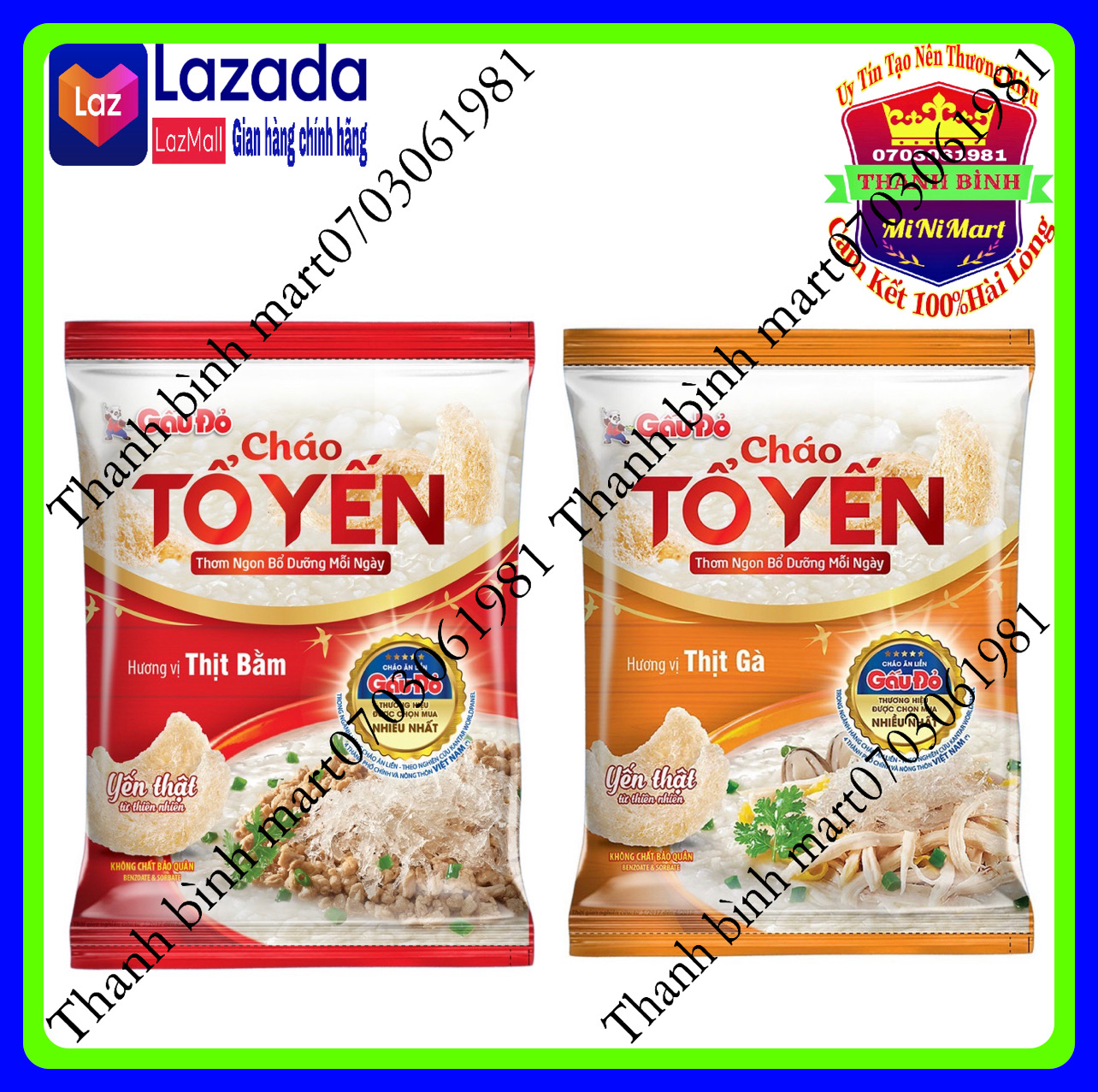 ComBo Cháo Tổ Yến Gấu Đỏ 5Gói, 10 Gói 2 Hương vị Gà,Thịt Băm