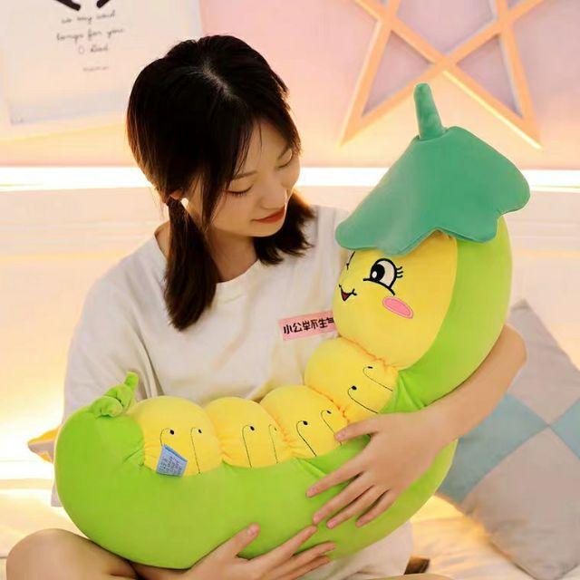 [KÍCH THƯỚC 110CM - SIÊU HOT] Gấu bông sâu khoai XANH ĐỘI LÁ, thú nhồi bông sâu dễ thương, gấu bông thú nhồi bông cho bé đáng yêu như gối ôm heo, gối ôm hình thú, gối ôm bà bầu - GBSAU04