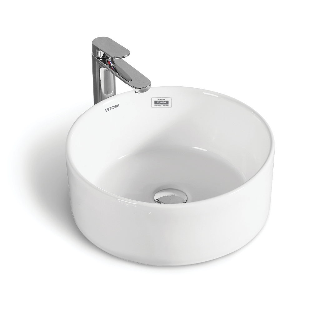 Chậu lavabo đặt bàn - Mã VL626 - hàng sứ màu trắng