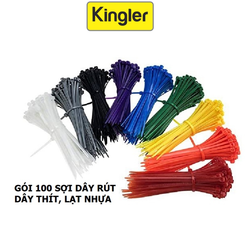 Gói 100 cái dây rút - dây thít nhựa - lạt nhựa - dây gai - buộc thắt chắc chắn, nhiều màu sắc lựa chọn - dài 10cm - 15cm công cụ tiện dụng trong gia đình. kingler mall 5600