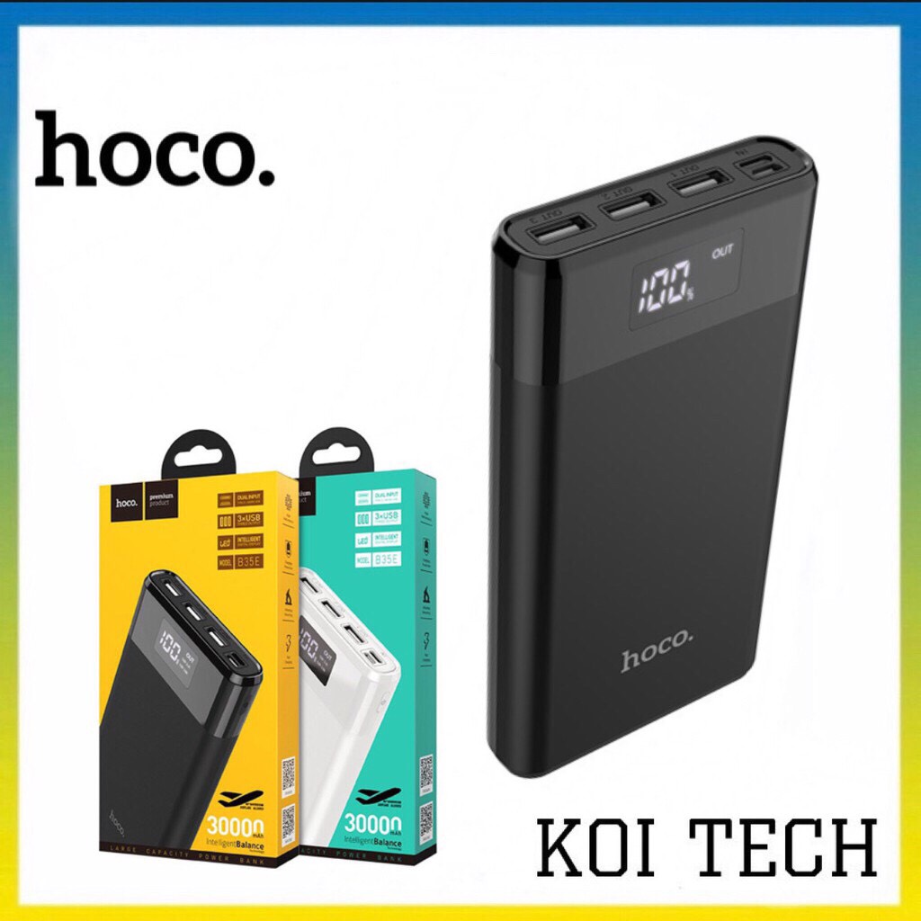 Pin sạc dự phòng hoco b35e entourage 30000mAh 2 cổng sạc, 3 cổng ra - pin sạc dự phòng dung lượng 30000mah - KOI TECH