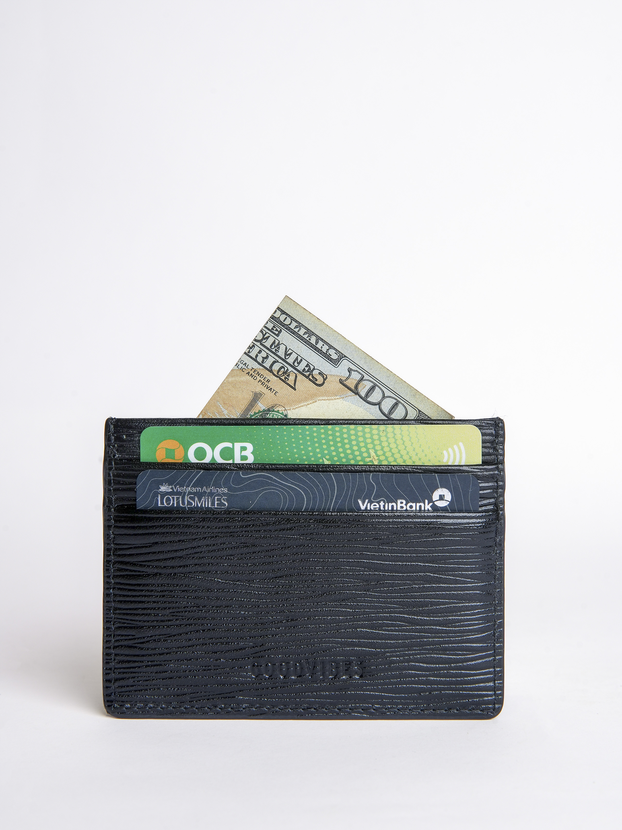 Ví Mini Card Goodvibes dùng da bò thật cao cấp bảo hành 24 tháng